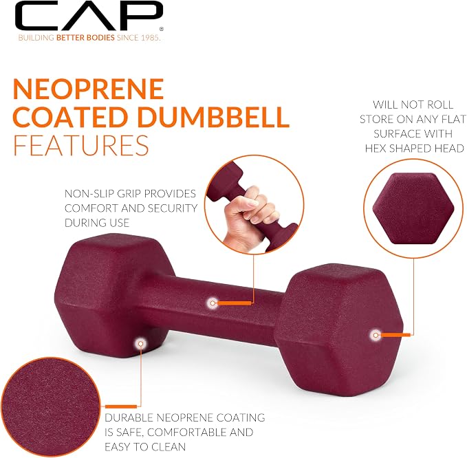 CAP Barbell Neoprene Dumbbell Weights Pairs & Sets | Color Series