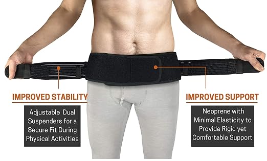 Vriksasana Posture Sacroiliac Hip Belt for Women and Men That Alleviates Sciatic, Pelvic, Lower Back, Leg and Sacral Nerve Pain Caused by Si Joint Dysfunction| Trochanter Brace (Plus, Black)