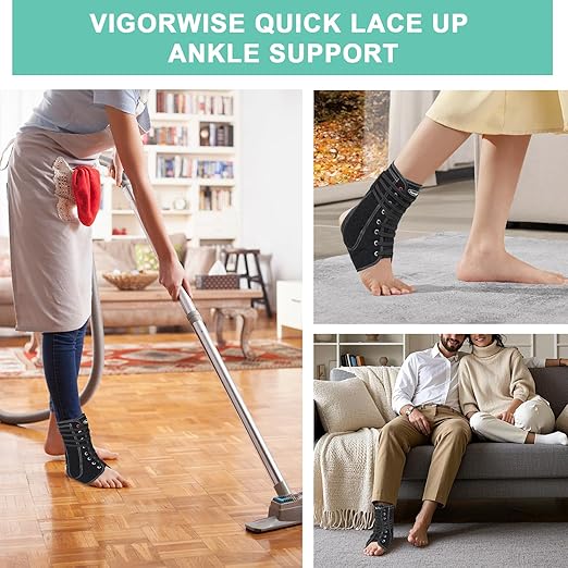 Quick Ankle Brace with Metal and Plastic Side Stabilizers L | Quick Adjustment Ankle Brace Foot Support for Sprained Left Right 1Pcs