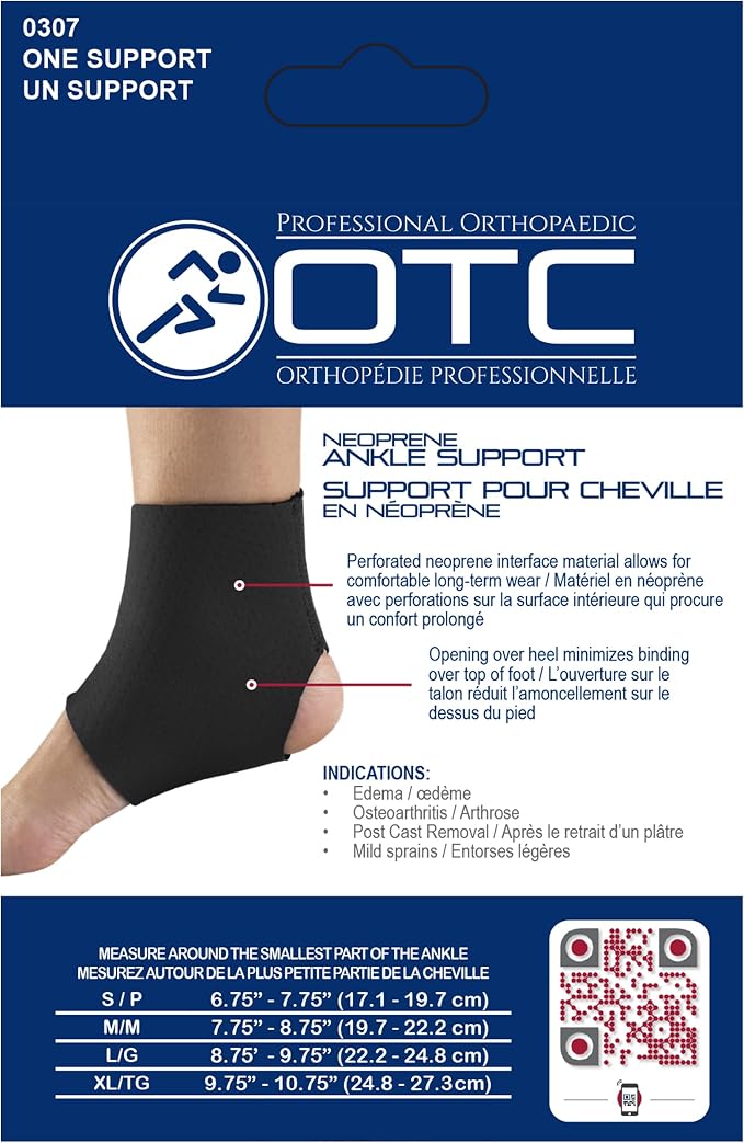 OTC Ankle Support, Slip-on Style, Sprained Ankle Wrap, Neoprene, Foot Pain Relief, X-Large
