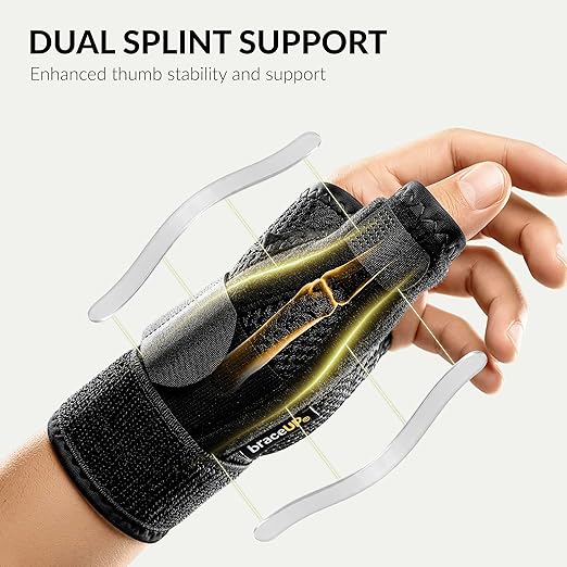 BraceUP Thumb Splint Brace Right Left Hand Women and Men, Spica Splint, CMC Thumb Brace with Thumb Support, for Arthritis, Tendonitis, Carpal Tunnel Pain Relief and Thumb Sprain (Pink)