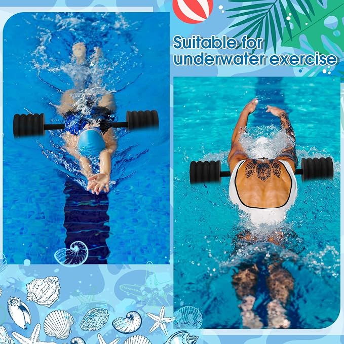 Soulchen Long Aquatic Exercise Dumbbells Pool Exercise Foam Water Weights Dumbbell Aquatic Pool Barbells with High Density EVA Foam for Swim Water Aerobics Workouts Loss