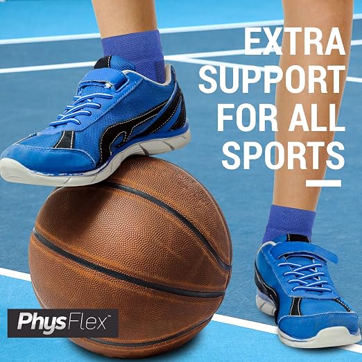 PhysFlex Ankle Brace Support - Ankle Compression Sleeve - Foot Brace for Women & Men - Tendonitis & Arthritis Ankle Brace Sports Running, Plantar Fasciitis Relief & Stabilizing Ankle Wrap