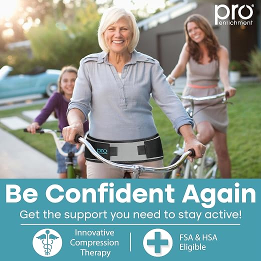 Pro Enrichment Sacroiliac SI Joint Hip Belt – USA Patented Lower Back Brace Support – Pelvic, Nerve, Sciatica Pain Relief. Adjustable Hip Brace, Non-Slip Si Belt for Women & Men (Regular)