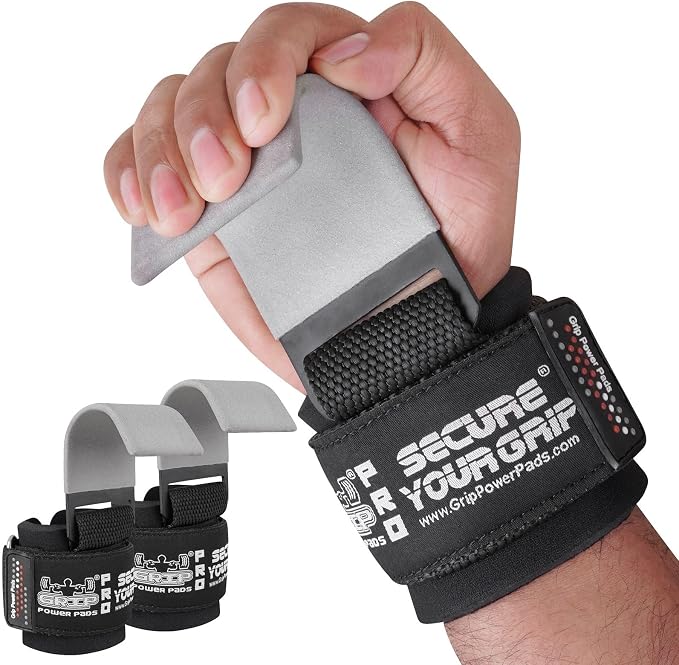 Weight Lifting Rod Hooks Heavy Duty Wrist Wraps Power Weight Lifting Training Gym Grips Straps Set of 2
