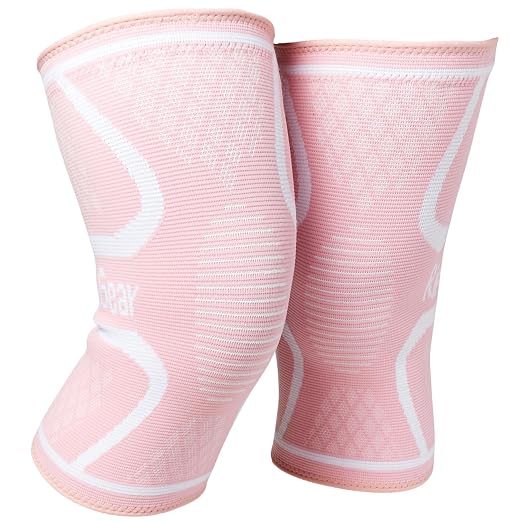RiptGear Knee Compression Sleeve Women - Knee Support and Compression Knee Brace for Women Working Out For Pain, Running (Small, Pink (2 Pack))