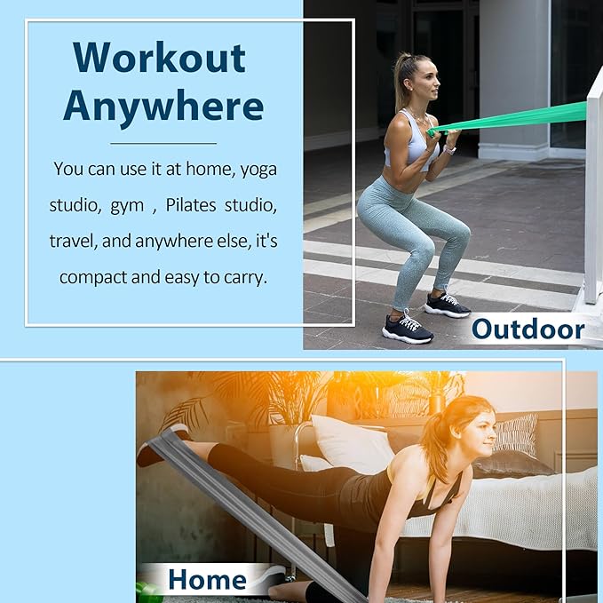 Resistance Bands Set for Physical Therapy, Rehab, Yoga and Pilates | Latex-Free elastic exercise bands suitable for rehab, yoga, Pilates, gym workouts, stretching, and home exercise
