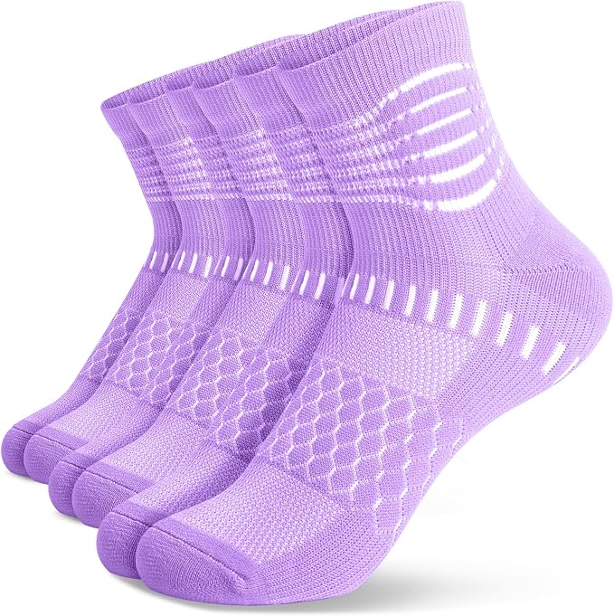 IRAMY Ankle Compression Socks for Women Men Plantar Fasciitis Relief 3/5 Pairs Cushioned Athletic Running Socks