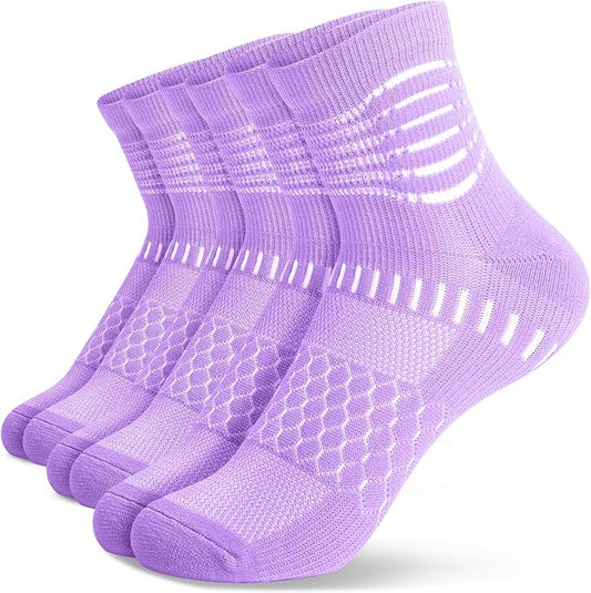 IRAMY Ankle Compression Socks for Women Men Plantar Fasciitis Relief 3/5 Pairs Cushioned Athletic Running Socks