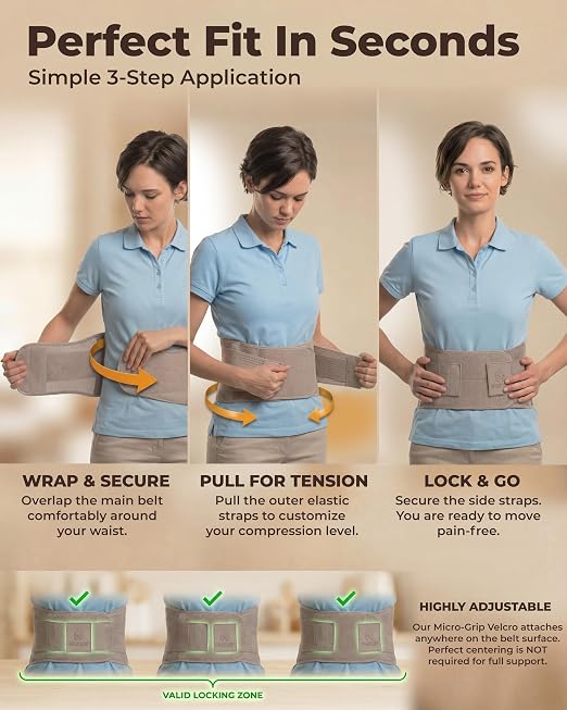Sparthos Back Brace for Women & Men, Sciatica, Lower Back Pain - Taupe-S