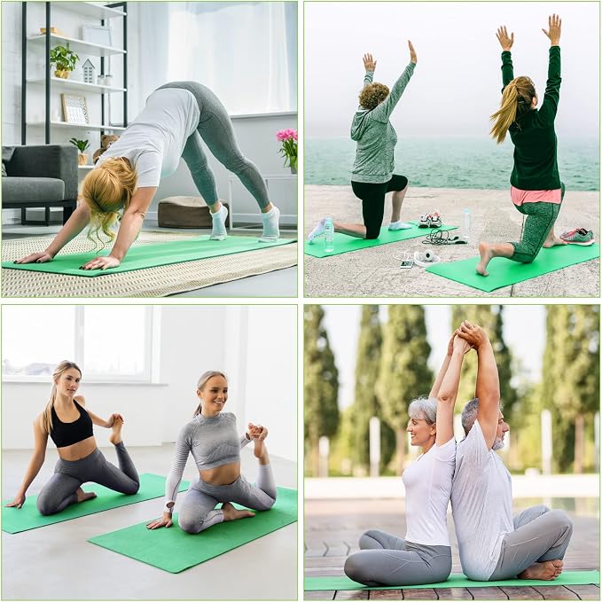 Funtery 3 mm Thin Yoga Mats Bulk, 68 x 24 Inches Lightweight PVC Exercise Mats Non Slip Workout Fitness Pads for Yoga Pilates Stretching Classes Gym Home Studio