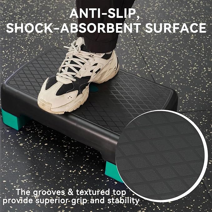 Fitvids Aerobic Step Platform Trainer with Adjustable 2-Level Risers, 400 Pound Weight Capacity – Non-Slip Exercise Stepper for Cardio, Strength, and Fitness Workouts, 18-Inch, Multiple Colors