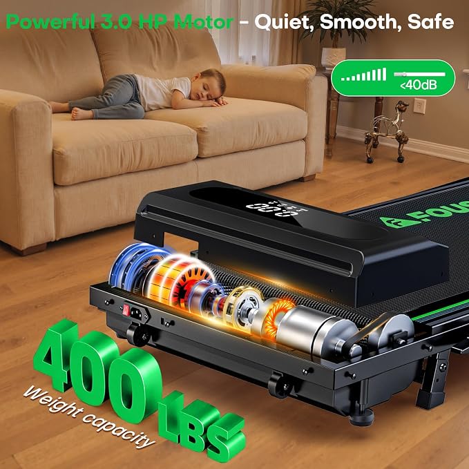 5 in 1 Foldable Treadmill, 7.5 MPH Treadmills for Home with App Compatible, Treadmill with 10% Incline, 3.0HP Brushless Drive, Remote Control and LED Display, 12 HIIT Programs, 400 LBS Capacity