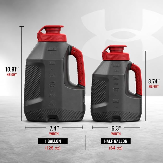 Under Armour 1 Gallon Water Bottle, Large Sports Jug, Durable, Gym Water Bottles for Men and Women, Football, Basketball, Black/Black