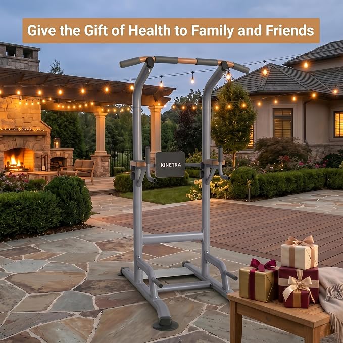 Multi-Function Power Tower Pull Up Bar Station with Pilates Resistance Bands, 450LBS Stable Pull Up Dip Station with Push Up Handles for Home Gym Strength Training Equipment