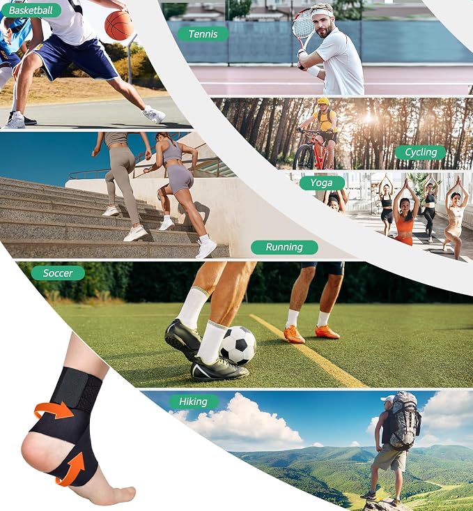 HiRui Ultrathin High-Elastic Ankle Wraps Ankle Brace for Men Women Kids, Adjustable Ankle Straps for Running, Football, Basketball, Sprains, Arthritis, Plantar Fasciitis (Black, Medium (Pack of 1))