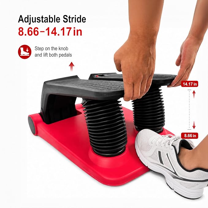 Air Stepper Machine with Resistance Bands | Adjustable Air Resistance Mini Stepper, LCD Monitor, Low Impact Cardio Workout Equipment for Home Gym, 300 lb Capacity