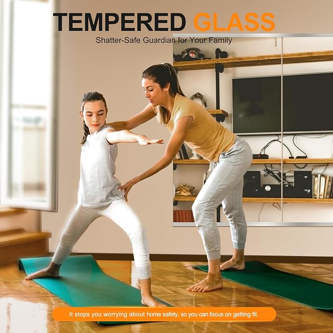 Delma Home Gym Mirror, 48''x28''x2PCS Silver Wall Mounted | Large, Frameless, Tempered Glass, For Home Gym, Garage, Bedroom, Bathroom