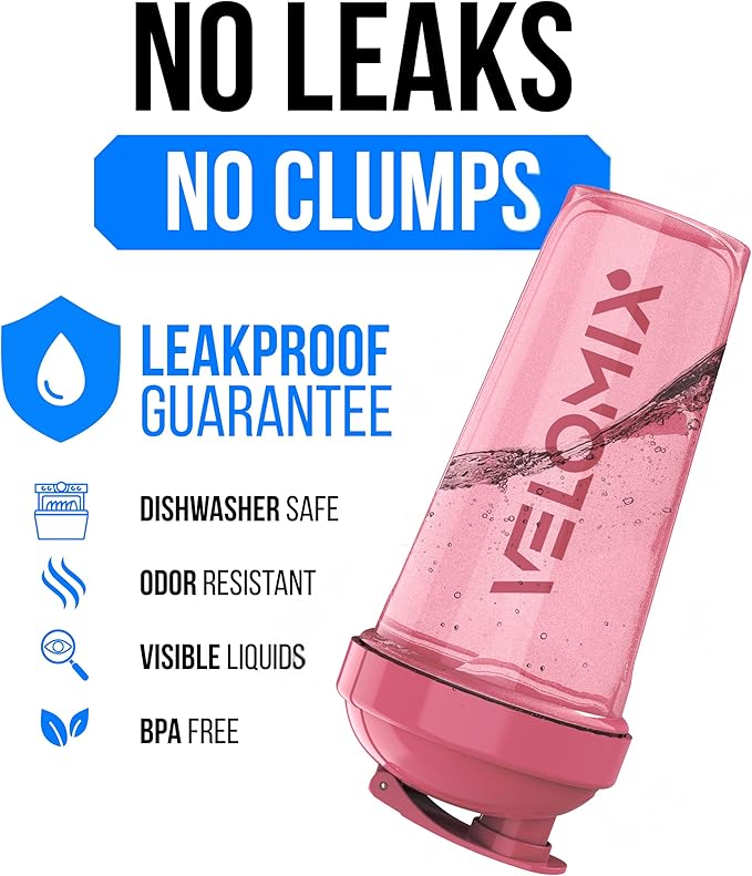 VELOMIX 2 Pack 28oz Protein Shaker Bottle for Protein Mixes, Pink/Turquise | 2x Wire Whisk, Leak Proof Shaker Cups for Protein Shakes, Stackable, Dishwasher safe, BPA free, Pre Workout and Fitness ready