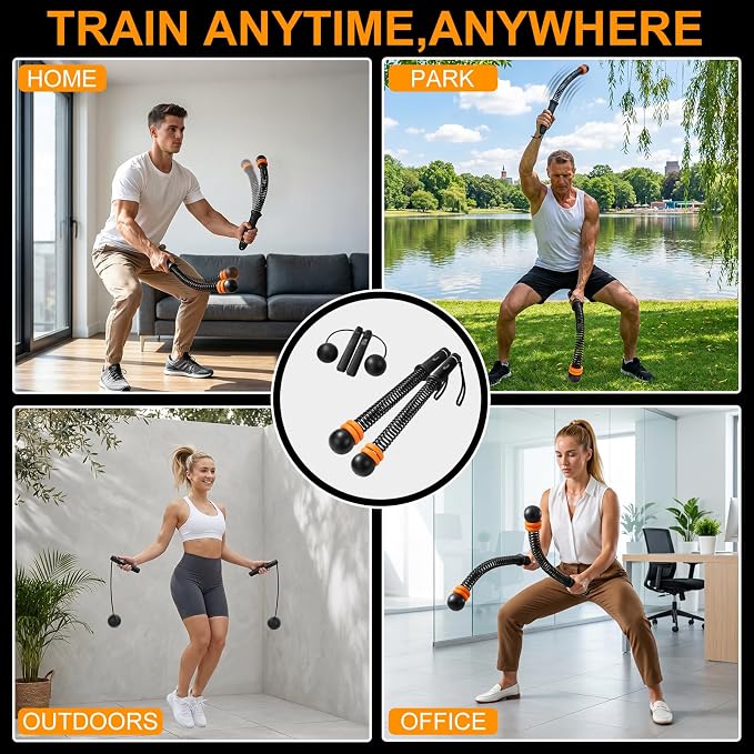 RYACO Ropeless Battle Ropes, Cordless Fitness Training Set for Home Gym | Portable equipment, detachable weight rings, low-impact full-body HIIT & strength training indoor fitness gear