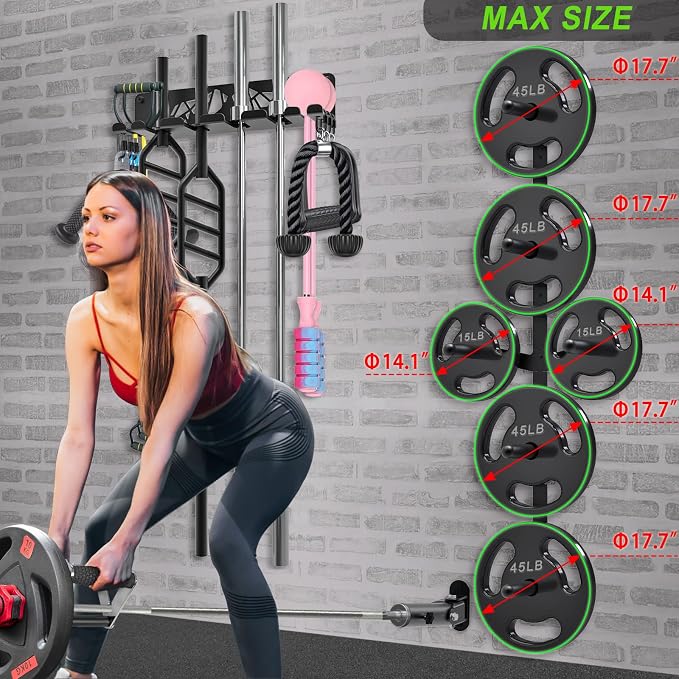 Kipika Weight Plate Storage Rack - Wall Mounted Weight Plate Holder with Durable Steel Construction Organizer for Olympic Plates, 1000lb Capacity, Space-Saving for Home Gym