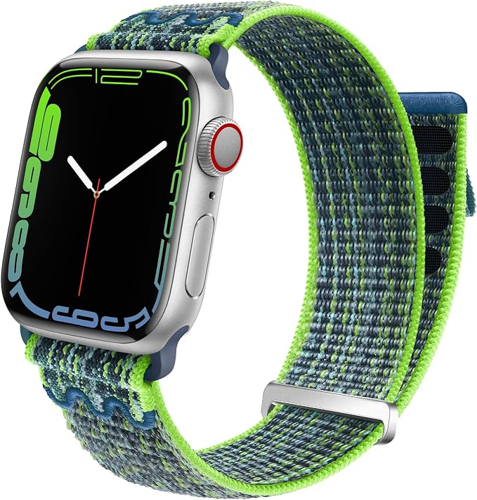 Sport Loop Nylon Band Compatible with Apple Watch Band 38mm 40mm 41mm 42mm 44mm 45mm 49mm Ultra 2 iWatch Series 9 8 7 6 SE 5 4 3 2 1 Strap, Fit for iPhone Watch Band Women Men Stretchy | Nylon Sport Loop Wristband Compatible with Apple Watch Ultra 2 38...