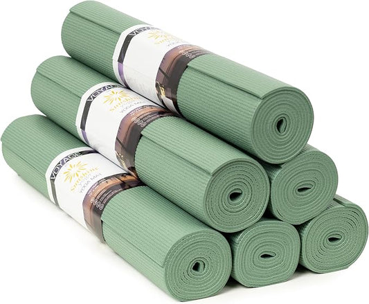 Voyage 5mm Studio Yoga Mats, 6 Pack, 72x24in | Extra Long, Anti-Tear Exercise Mats for Workout, Stretching, Fitness - Non Slip Gym Mats for Home, Schools and Studios