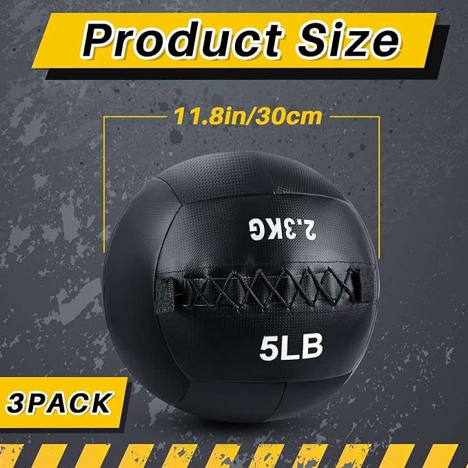 Lunmon Soft Wall Medicine Ball for Exercise Fitness Slam Weighted Med Ball with Non Slip Grip for Slamming Workout Strength Conditioning Core Training Lunge and Partner Toss