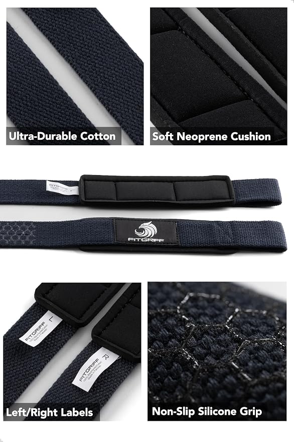 Fitgriff® Lifting Wrist Straps for Weightlifting, Gym, Deadlift, Workout (Made of Premium Cotton & Padded) - Men & Women
