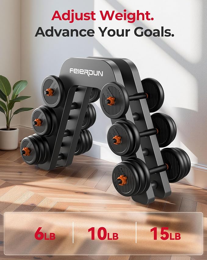 FEIERDUN DS2 Adjustable Dumbbells, 20/30/40/45/70/90lbs Free Weight Set with Connector, 5 in1 Dumbbells Set Used as Barbell, Kettlebells, Push up Stand, Weight Plate, Fitness Exercises for Home Gym Suitable Men/Women