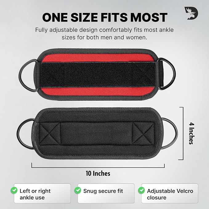 DMoose Ankle Strap for Cable Machine - One Size Fit with Premium Padding, Workout Kickback Ankle Cuffs, Ankle Bands for Working Out, Booty Workouts, Leg Extension, Hip Abductors & Lower Body Exercises