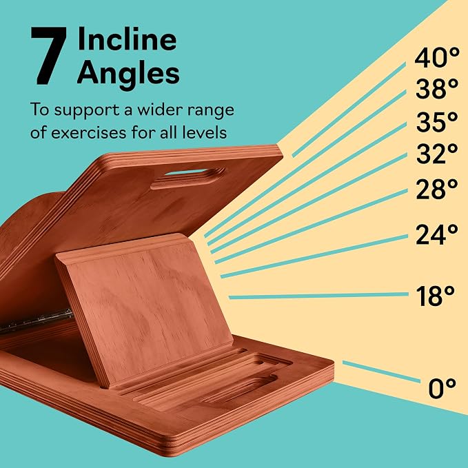 Slant Boards for Exercise, Wooden Slant Board, Calf Stretch Board with 7 Incline Angles, Velour Board, Balance Board & Calf Stretcher, Portable Incline Board for Physical Therapy, Ankle Mobility, Heel & Knees