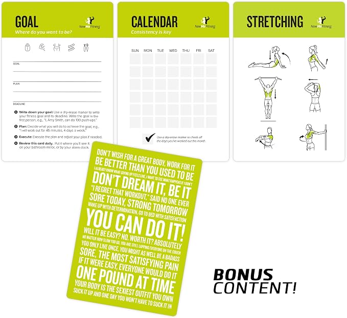 Battle Rope Exercise Cards for Home Workouts, Set of 62 - with Guided Strength Training Workout Cards Deck for Home or Gym, Illustrated Fitness Cards with 50 Exercises, Durable & Waterproof