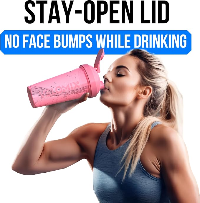VELOMIX 2 Pack 28oz Protein Shaker Bottle, Pink/Transparent | 2x Wire Whisk, Leak Proof Shaker Cups for Protein Shakes, Stackable, Dishwasher safe, BPA free, Pre Workout and Fitness ready