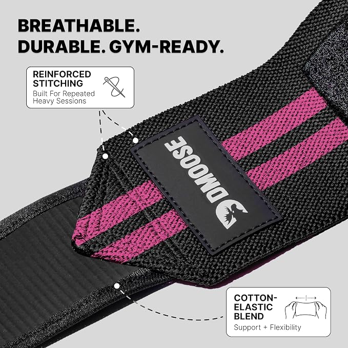 DMoose Fitness Elbow Wraps for Weightlifting (Pair) - 40'' Adjustable Strap for Gym Workout & Bench Press, Compression Elbow Sleeves for Tendonitis, Joint Support, Powerlifting & Deadlifts