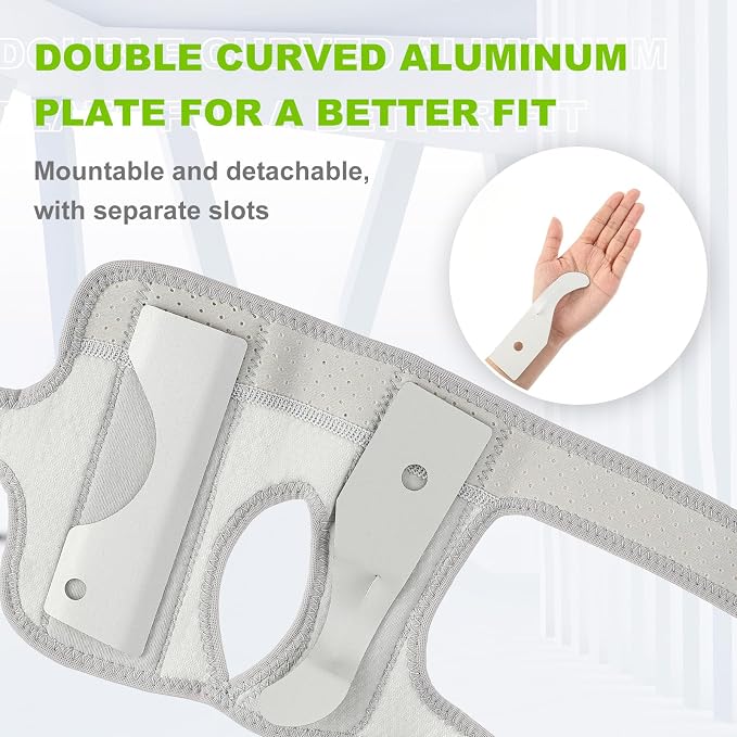 Shappy Bowling Wrist Support Brace with Thumb Spica Splint Right Hand Breathable Wrist Gloves Splint with Removable Aluminum Plate for Women Tendonitis Arthritis Sprains(Gray)