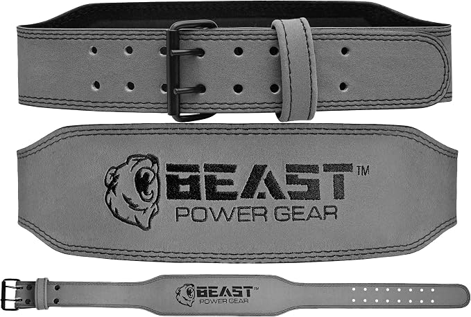 Weight Lifting Belt - 4” Genuine Leather Belts Padded Lower Back Support for Gym Bodybuilding Squat Deadlift Weightlifting Cross Strength Training Men Women Free Wrist Wrap