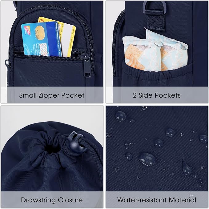 sportsnew 40oz Insulated Crossbody Water Bottle Bag Gym Hiking Phone Pocket | Water-resistant Lining, Padded Strap, Top Handle, Drawstring, Phone Pocket, Elastic Slots, Built-In Key Clip for Gym Walking