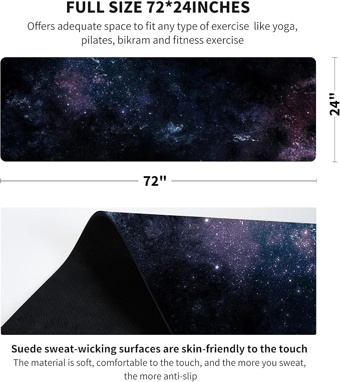 nuveti Printed Travel Yoga Mat 1/16 Inch Thick Non Slip Fitness Workout Mat | with Carrying Bag, Foldable Lightweight Suede & Natural Rubber Yoga Mat for Yoga Pilates and Fitness 72" L x 24" W x 1.5mm