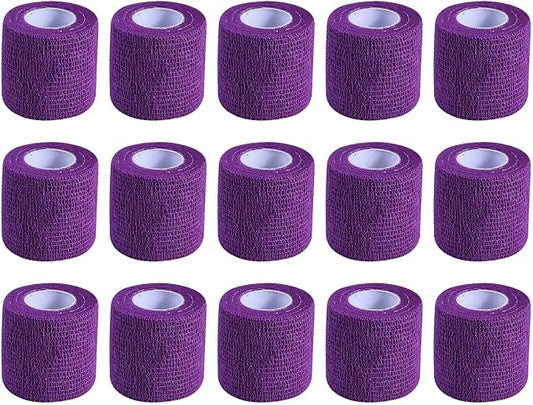 KISEER 15 Pack 2 Inch x 5 Yards Purple Self Adhesive Bandage Breathable Cohesive Bandage Wrap Rolls Elastic Self-Adherent Tape for Stretch Athletic, Sports, Wrist, Ankle