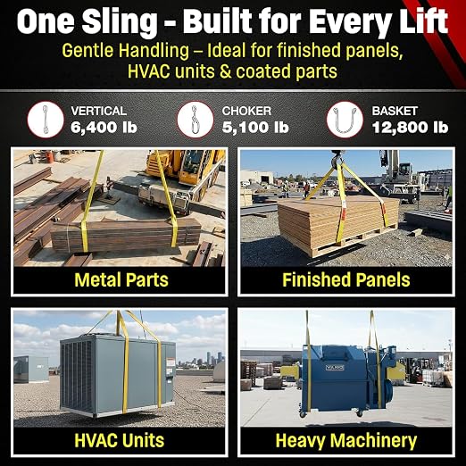 DD Sling (USA Made). 2" wide X (4' to 20' lengths) in Listing! 2 Ply Twisted Eye, Nylon Lifting Slings, Eye & Eye, Heavy Duty (900 webbing), 6,400 lbs Vertical, 5,100 Choker, 12,800 Basket Load Capacity (2inX4ft)