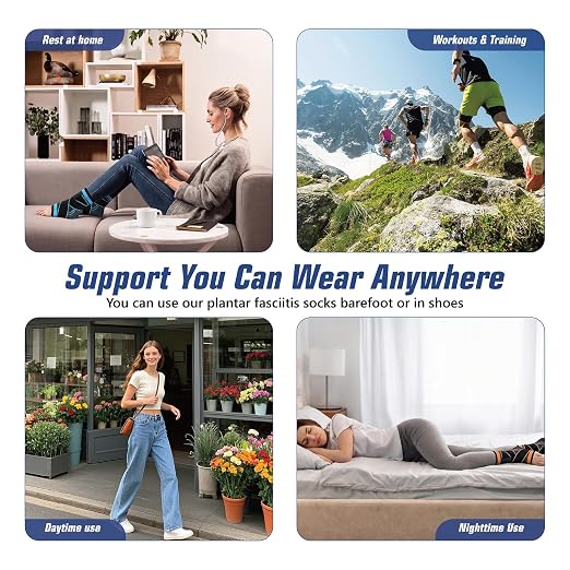 Plantar Fasciitis Socks for Sprained Ankle Support, Compression Socks with Adjustable Strap for Plantar Fasciitis Relief, Ankle Brace Sleeve for Women & Men, Achilles Tendonitis Pain Relief(Green-L)