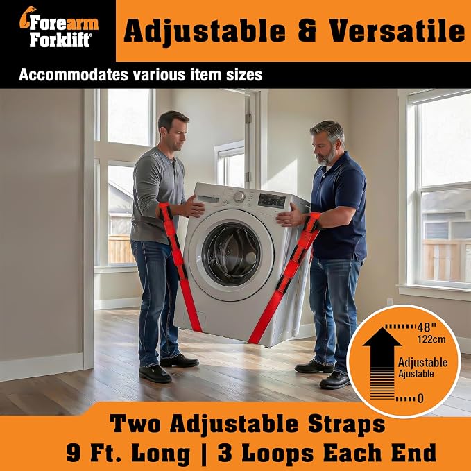 Furniture Moving Straps, 2-Person Lifting Strap for Furniture & Appliances, Furniture Lifting Tool Set with Moving Straps for Lifting, 800 lb Capacity, Forearm Forklift Firehouse Red