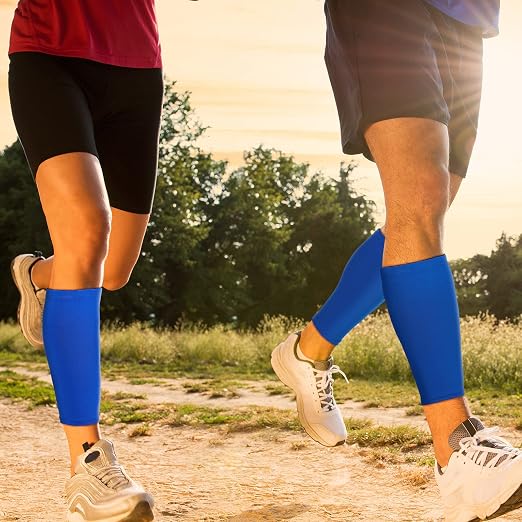 3 Pairs Calf Compression Sleeves for Men And Women Football Leg Sleeve Footless Compression Sock for Running Athlete Cycling (Black, White, Blue, X-Large)