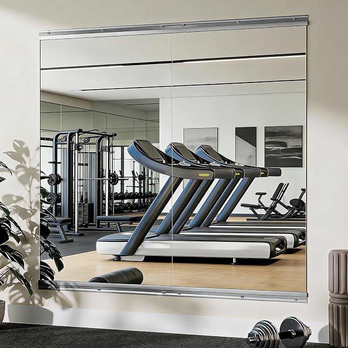 VooBang Home Gym Mirror 2 PCS 30"×55", Frameless Wall Mirror Full Length | Shatterproof Tempered Glass Large Body Mirror Hanging for Dancing Studio, Exercise, Fineness, Yoga