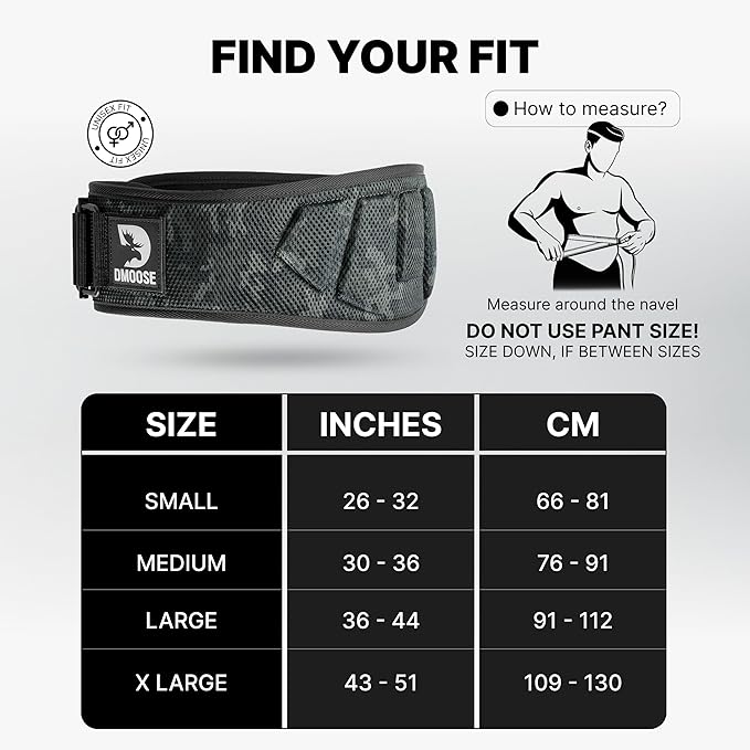 DMoose Fitness Weight Lifting Belt for Squats, Deadlift & Intense Workout - 6" Adjustable Fit Auto Lock Weightlifting Belt for Men & Women - Neoprene Gym Belts for Stability & Lumbar Back Support