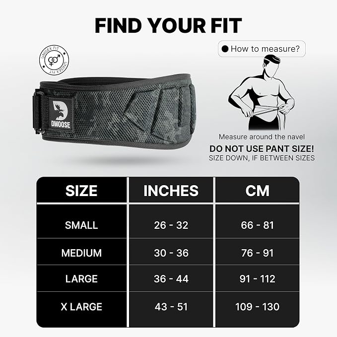 DMoose Fitness Weight Lifting Belt for Squats, Deadlift & Intense Workout - 6" Adjustable Fit Auto Lock Weightlifting Belt for Men & Women - Neoprene Gym Belts for Stability & Lumbar Back Support