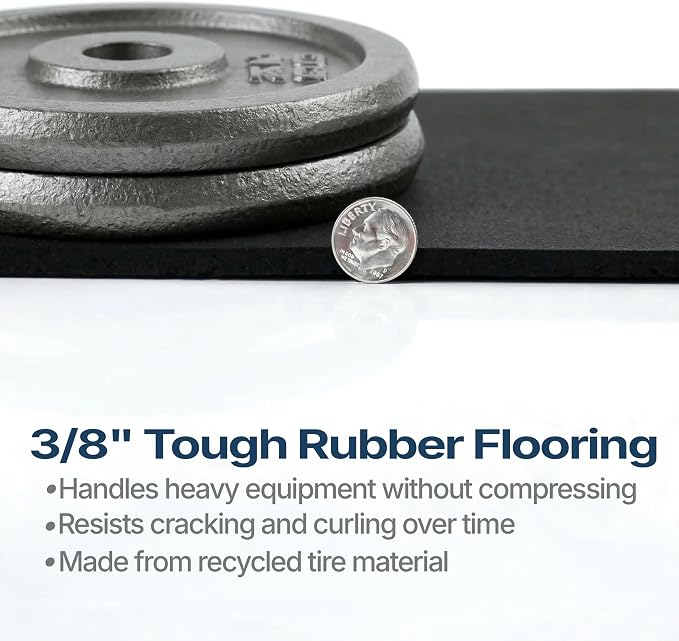 Flooring Inc's 1/4" Thick Tough Rubber Flooring Roll | Flexible Recycled Rubber Floor Mats for Home Gym | Heavy Duty Rubber Mat for Home Gyms, Sheds, Horse Stall Mat or Trailer