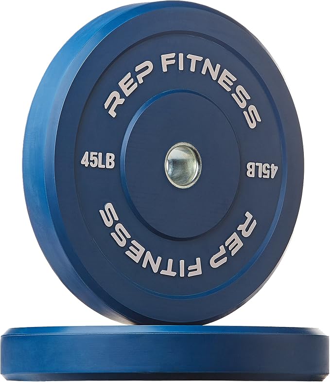 REP Color Bumper Plates LB Olympic Barbell Weights – Rubber Training Discs for Home Gym Strength Lifting, Low Bounce Durable, Weight Pairs & Sets 10 15 25 35 45 Pound Options