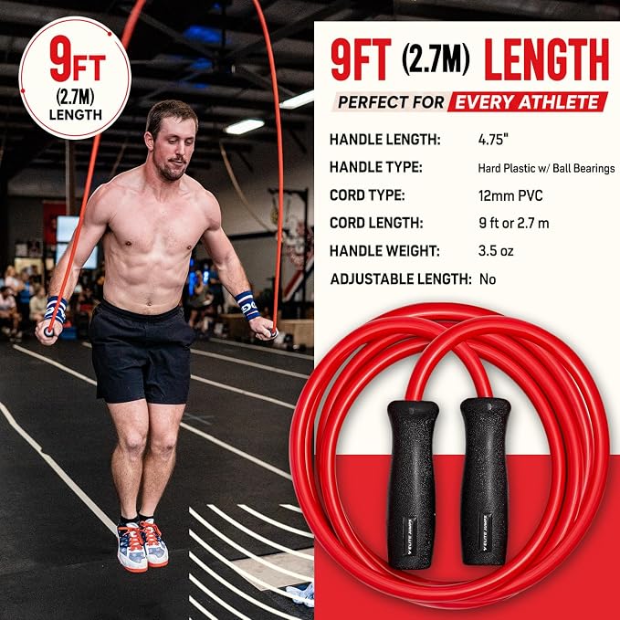 Elite Jumps Muay Thai 2.0 Weighted Jump Rope for MMA, 1.1 lbs, 8 ft | Heavy resistance rope for Muay Thai, MMA and boxing. Ball-bearing handles. Intermediate to advanced.